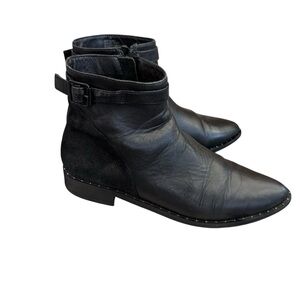 Windsor Smith Nada Black Leather Western Ankle Boots With Buckle Detail